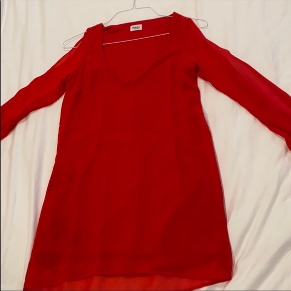 Tobi Open Sleeve Red Mini Dress - Picture 4 of 5